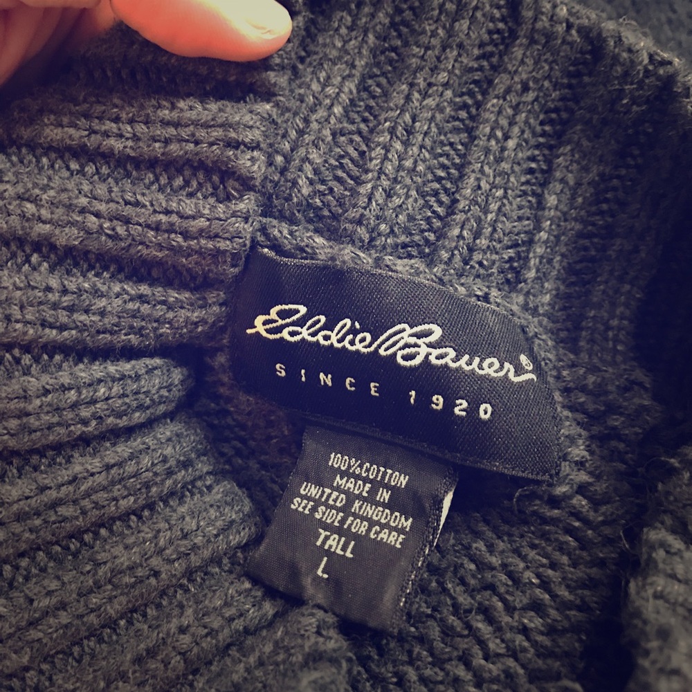 Eddie Bauer Grey Sweater Tall Large Men’s Sweater